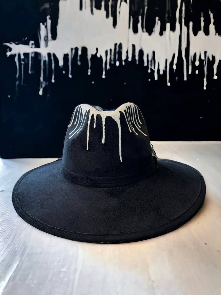 Artist Drip Black Suede Hat for wholesale by Bella Soul