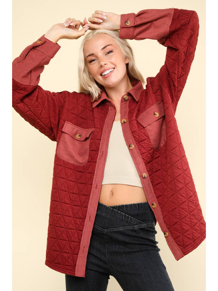 VERY J - Wholesale Shirt Jacket/Shacket - Women's - NT11775-Oversized Quilted Cozy Shacket Jacket