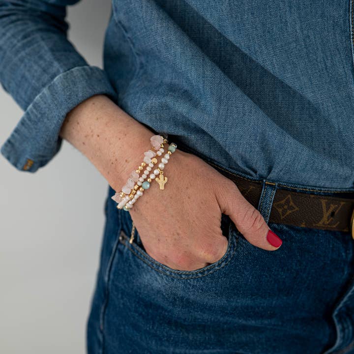 OE! – Großhandel Perlenarmband – CRISTALLI - Armband aus facettiertem Glas aus Roségold