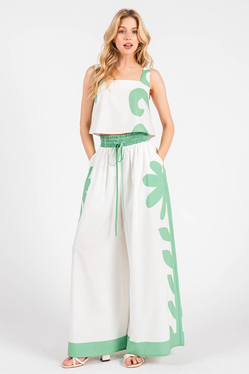 Peace Love Line - Wholesale Top & Pant Set (NOT Loungewear) - Women's - PL7472 - PRINTED WOVEN TOP AND PANT SET1