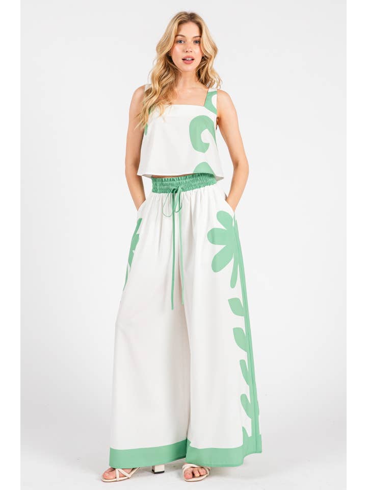 Peace Love Line - Wholesale Top & Pant Set (NOT Loungewear) - Women's - PL7472 - PRINTED WOVEN TOP AND PANT SET1