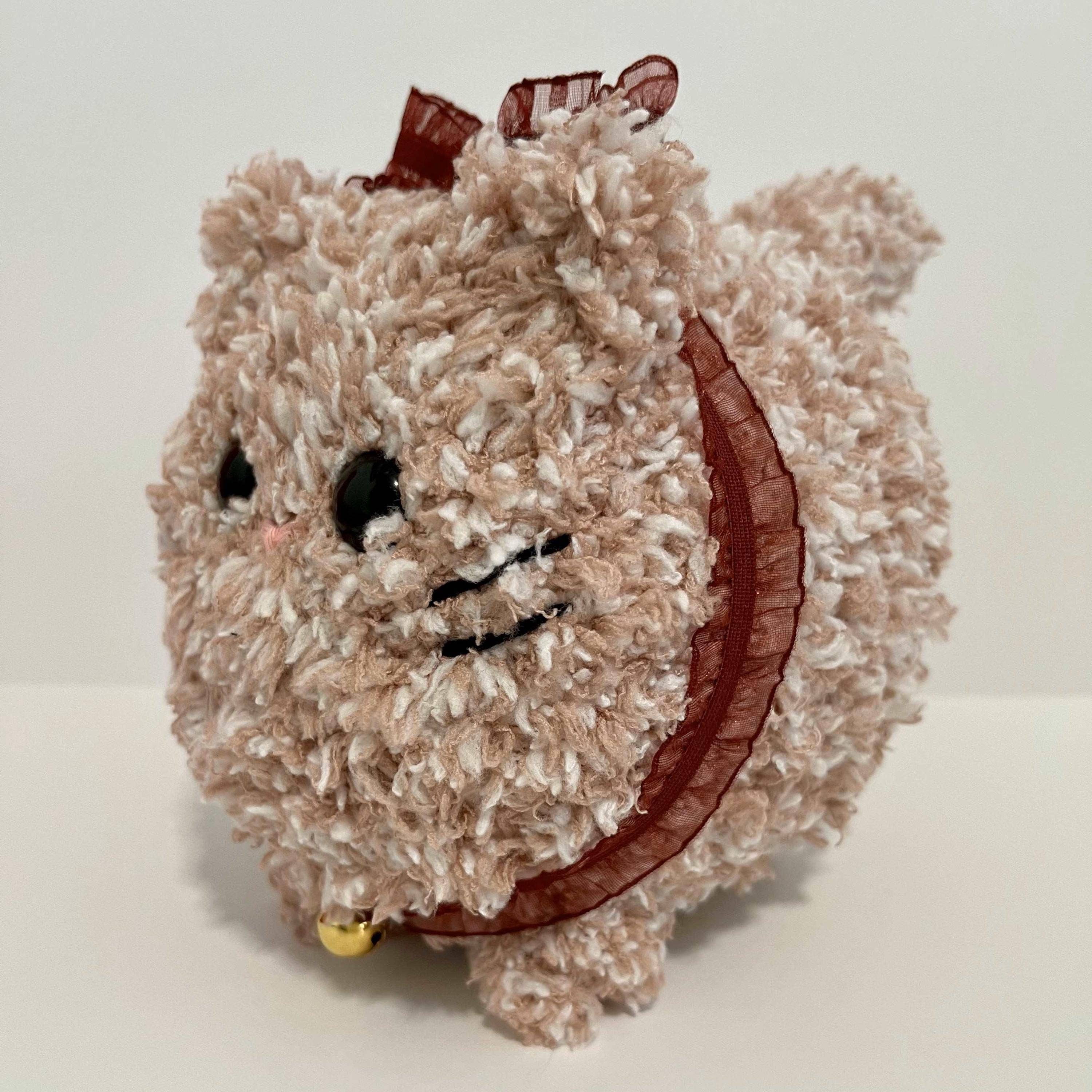 Strawberries and Cream Crochet Fluffy Loaf Cat Plushie Amigurumi for wholesale on Faire2