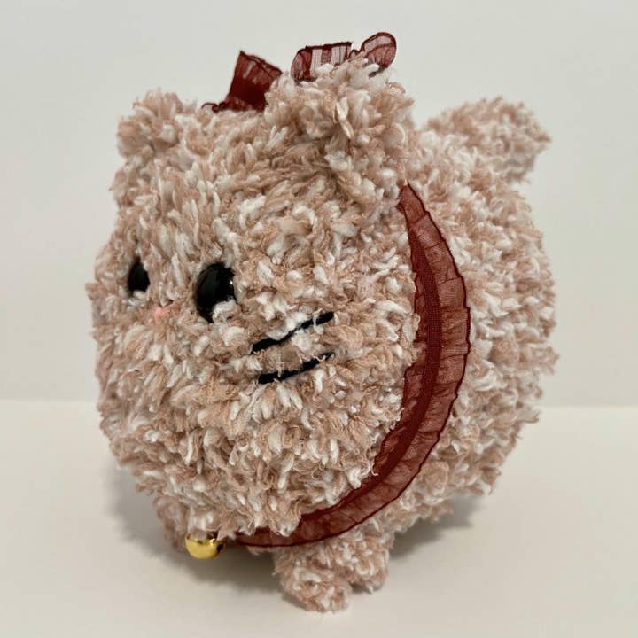 Strawberries and Cream Crochet Fluffy Loaf Cat Plushie Amigurumi for wholesale on Faire2