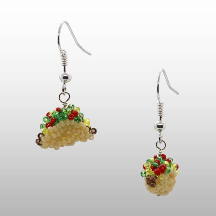 3D Beaded Taco Earrings for wholesale by Pretty Shiny Beads