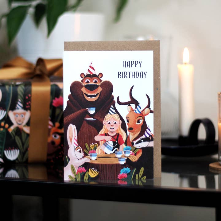 REMOVED BRAND - Wholesale Birthday Card - Tea Party Birthday Card | Kids Animal Birthday Card | Child1