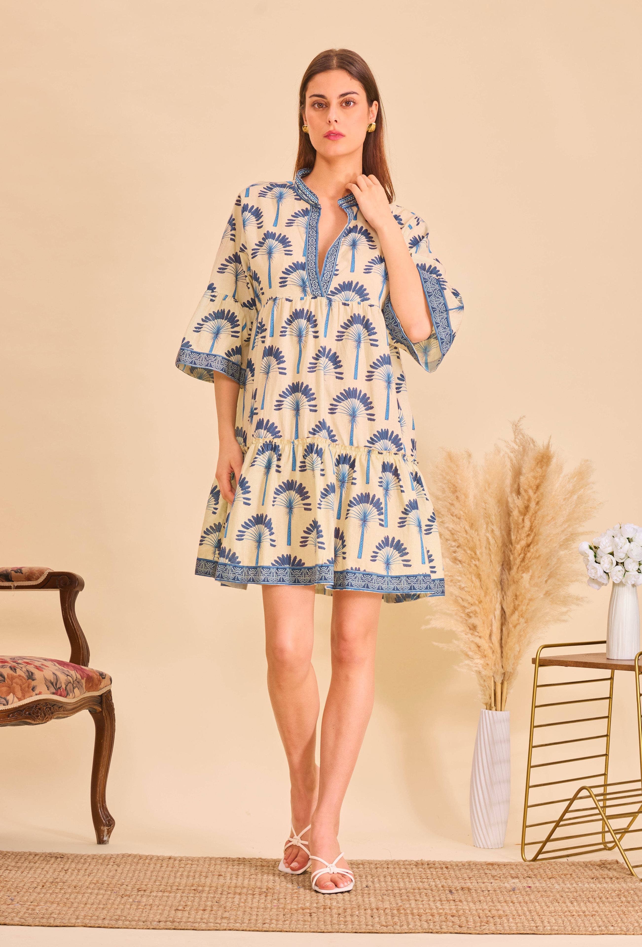 IP Navy  Short dress in batik print cotton - Orice for wholesale on Faire1