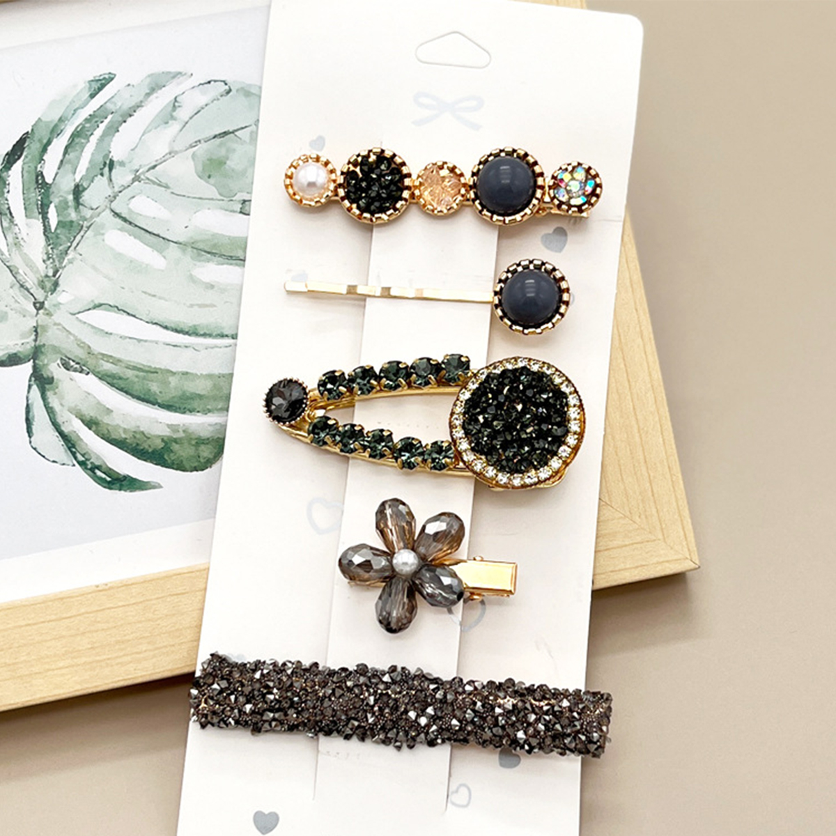 ACCITY - Wholesale Hair Clip - Women's - Rhinestone Pearl Hair Clip Set-Elegant Side Pin _CWASC0349616