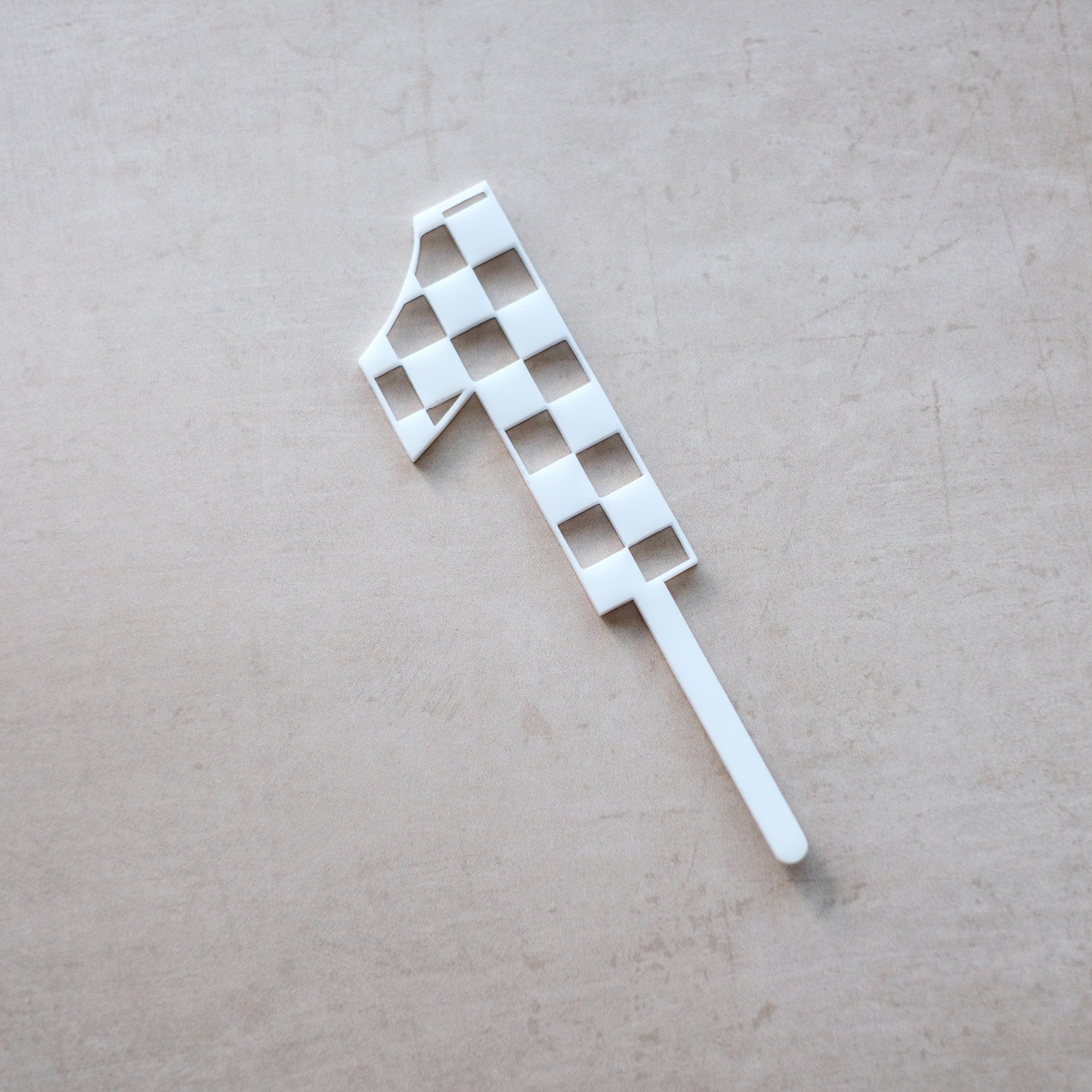 1of1 – Großhandel Kuchen-/Cupcake-Topper – Karierter „1" Kuchen-/Cupcake-Topper1