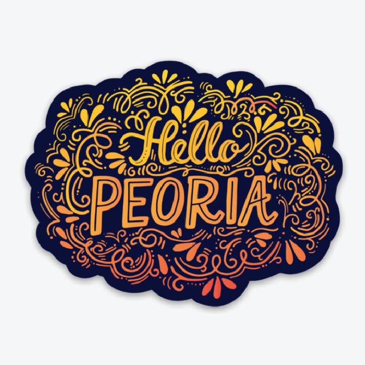 Lettering Works - Wholesale Sticker - Hello Peoria, Illinois Vinyl Sticker1