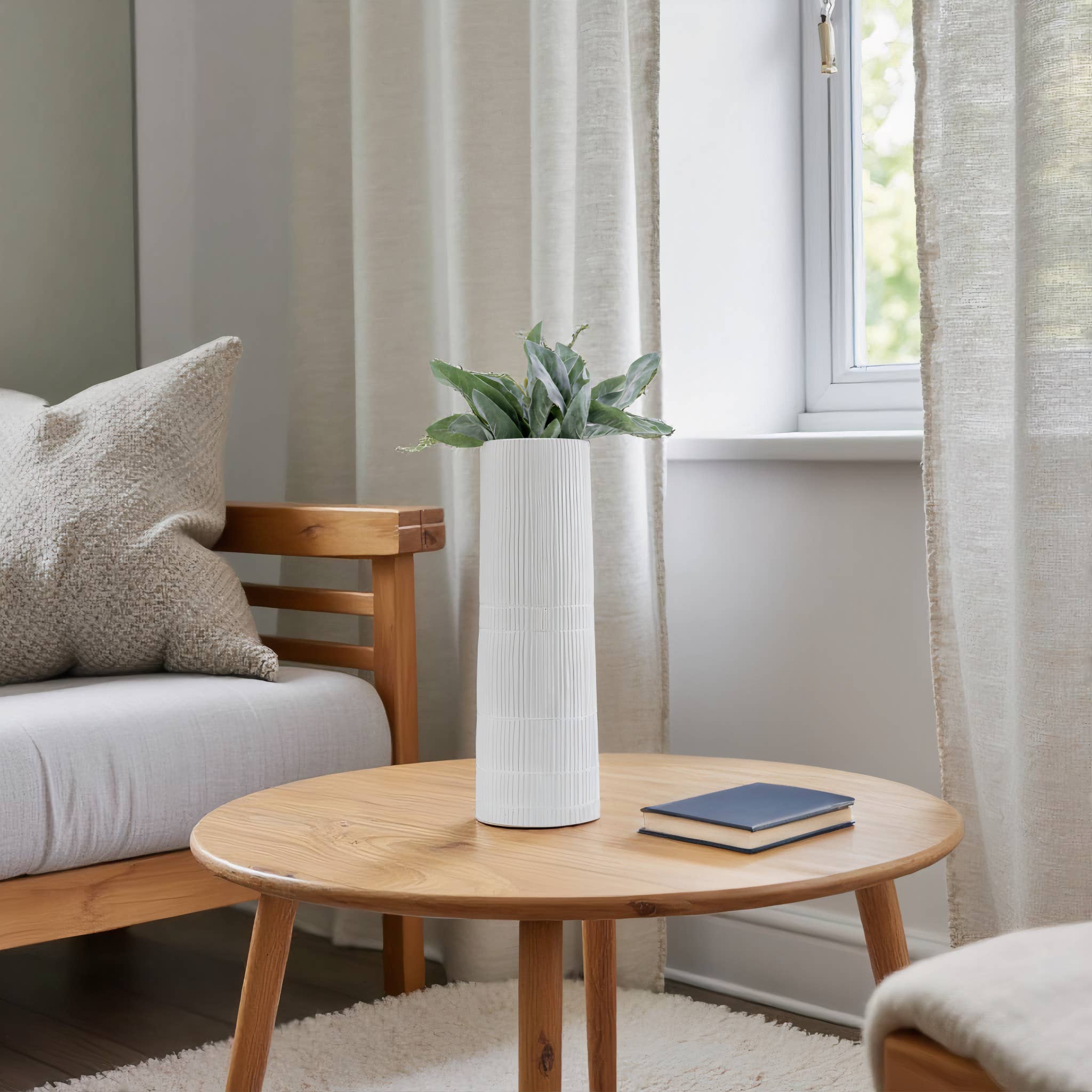 Sagebrook Home - Wholesale Vase - Ceramic Lined Cylinder Decorative Vase - White, 18 in.11