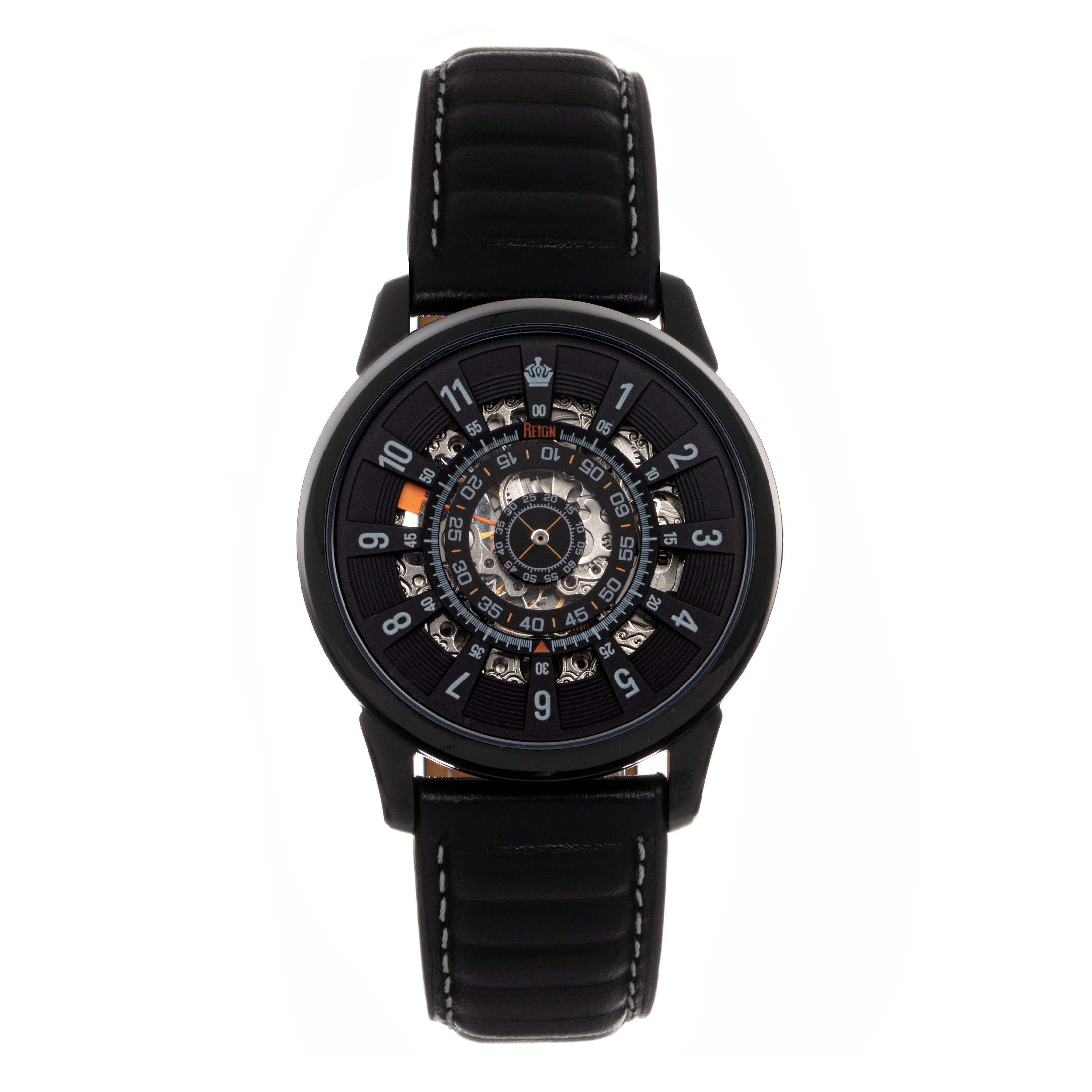 Reign - Wholesale Wrist Watch - Men's - Reign Monterey Automatic Semi-Skeleton Leather-Band Watch9