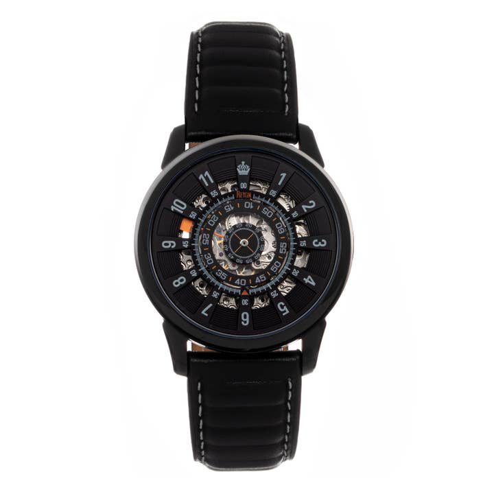 Reign - Wholesale Wrist Watch - Men's - Reign Monterey Automatic Semi-Skeleton Leather-Band Watch9