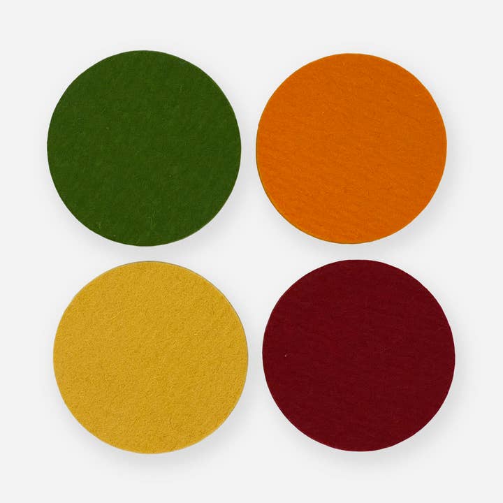 Round Coaster Multi Color 4-pack 100% Wool Felt 5mm for wholesale by Lion Looms