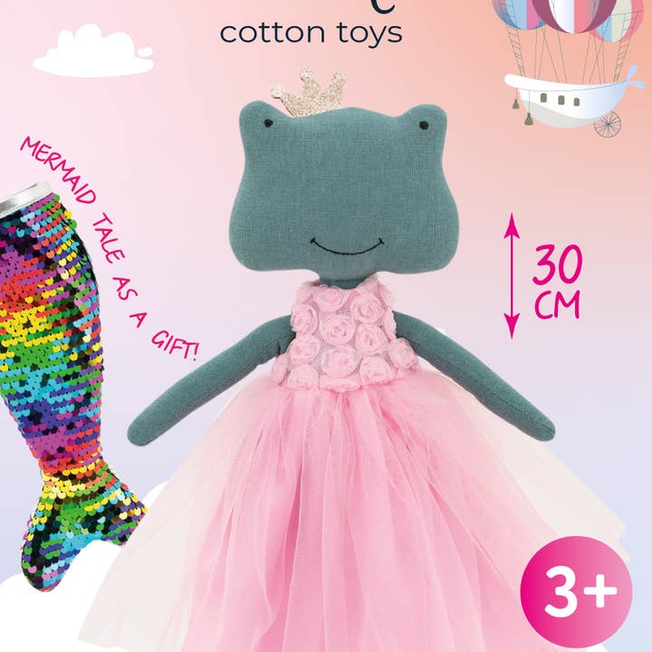 GIFT SET: Fiona the Frog Plush + Mermaid Tail for wholesale by Orange Toys