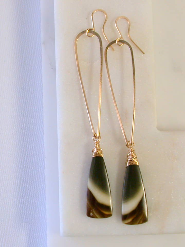 OOAK. Polychrome Jasper Statement Earrings for wholesale by Linda Trent Jewelry