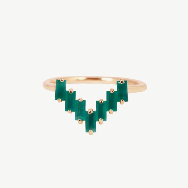 Chevron Ring in Green Onyx for wholesale by Studio Grun
