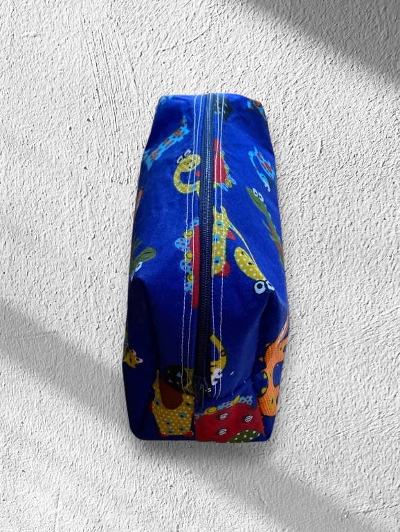 Trousse à crayons dinosaure bleu marine faite à la main – Boîte de papeterie pour la vente par everydaybags.gifts