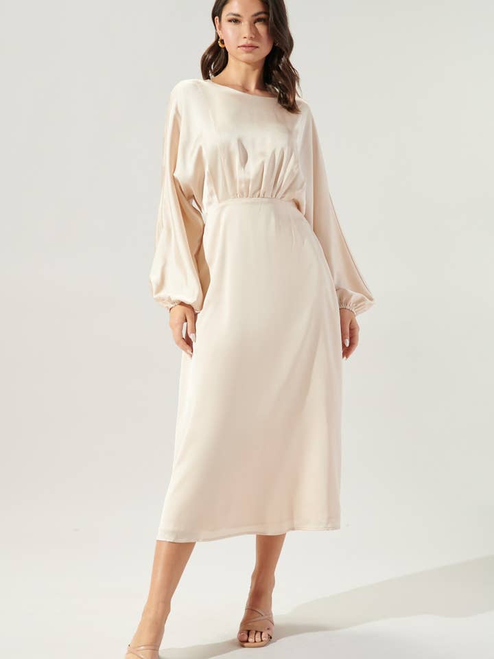 Chateau Satin Dolman Sleeve Midi Dress for wholesale by Sugarlips