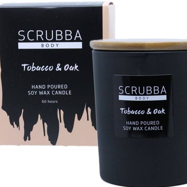 Vela de soja natural Tobacco + Oak para venta al por mayor de Scrubba Body
