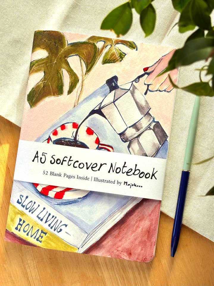 Coffee Pour A5 Softcover Notebook for wholesale by Majukooo