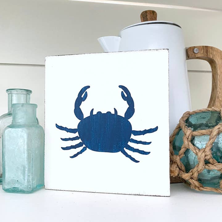 Panneau de crabe, décoration de maison de plage côtière, décoration de fruits de mer nautiques pour la vente par Anchored Soul Designs