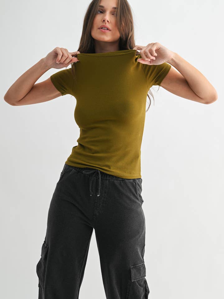 Mono B - Wholesale Athletic Top - Women's - Essential Short-Sleeved Micro-Ribbed Athleisure Top9