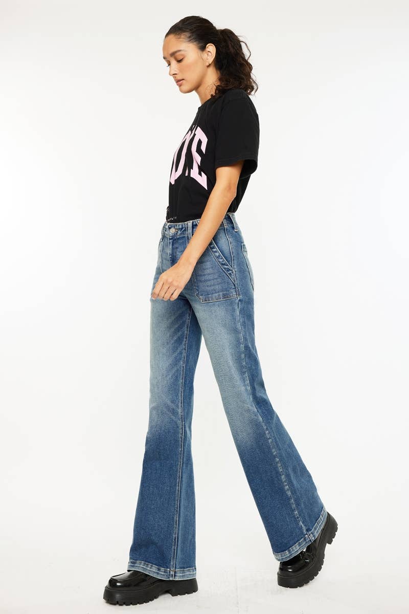 MEDIUM OPEN PACK HIGH RISE WIDE FLARE JEANA-KC9434M for wholesale on Faire6