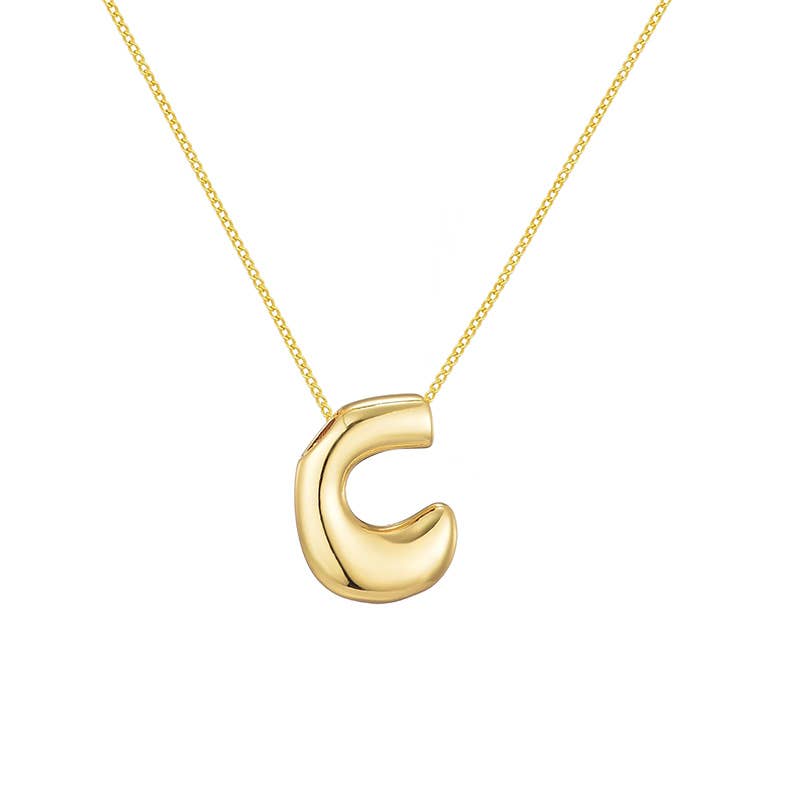 AMORINO SRL - Wholesale Pendant/Charm Necklace - LARGE BUBBLE INITIAL NECKLACE - JN24512B89GOLD2