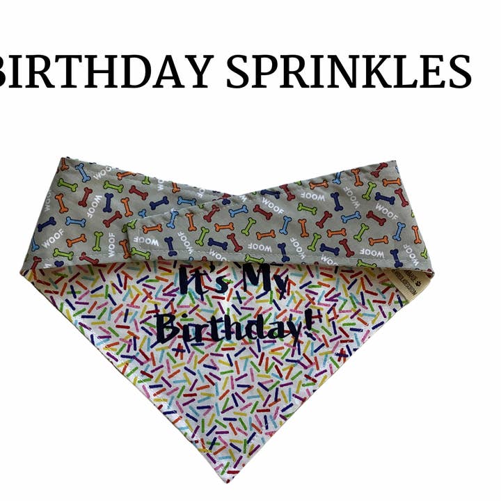 Bandana reversibile It's My Birthday & Dog Bones multicolore per la vendita all'ingrosso da parte di Bearded Ladies & Co