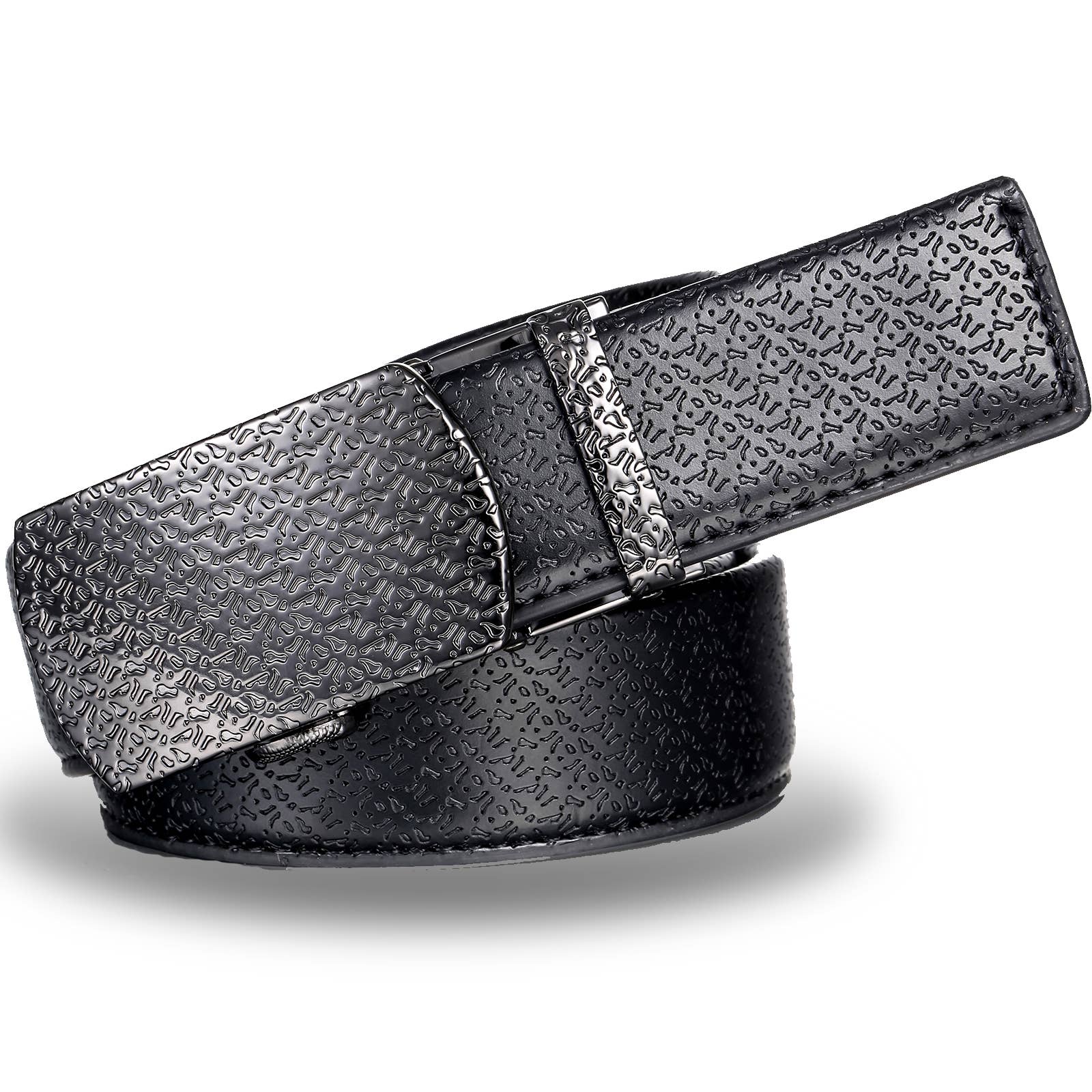 Deep Charcoal Shadowed Metallic Ratchet Belt for wholesale on Faire1