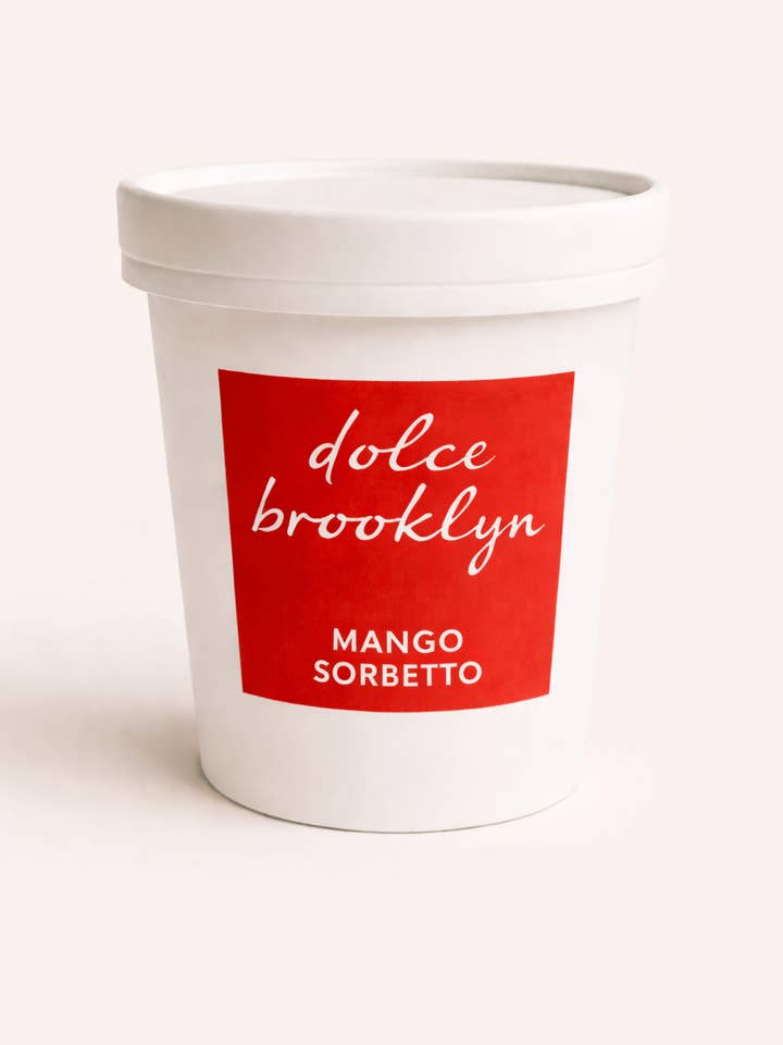 Mango Sorbetto Pint (v) for wholesale by Dolce Brooklyn