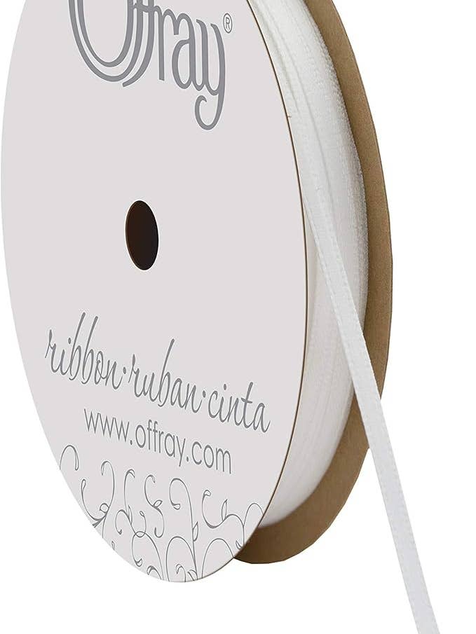 Dainty Double-Face Satin White 1/8" x 500 Yards for wholesale by Berwick Offray Ribbon