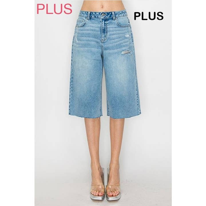 PLUS RAW HEM BERMUDA JEANSSHORTS för wholesale av HiteJeans