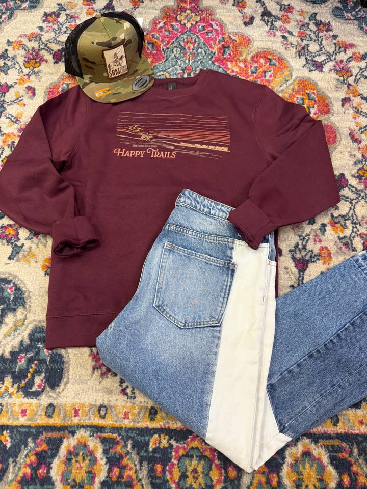 Happy Trails Crewneck for wholesale by SRM Custom Art & Design