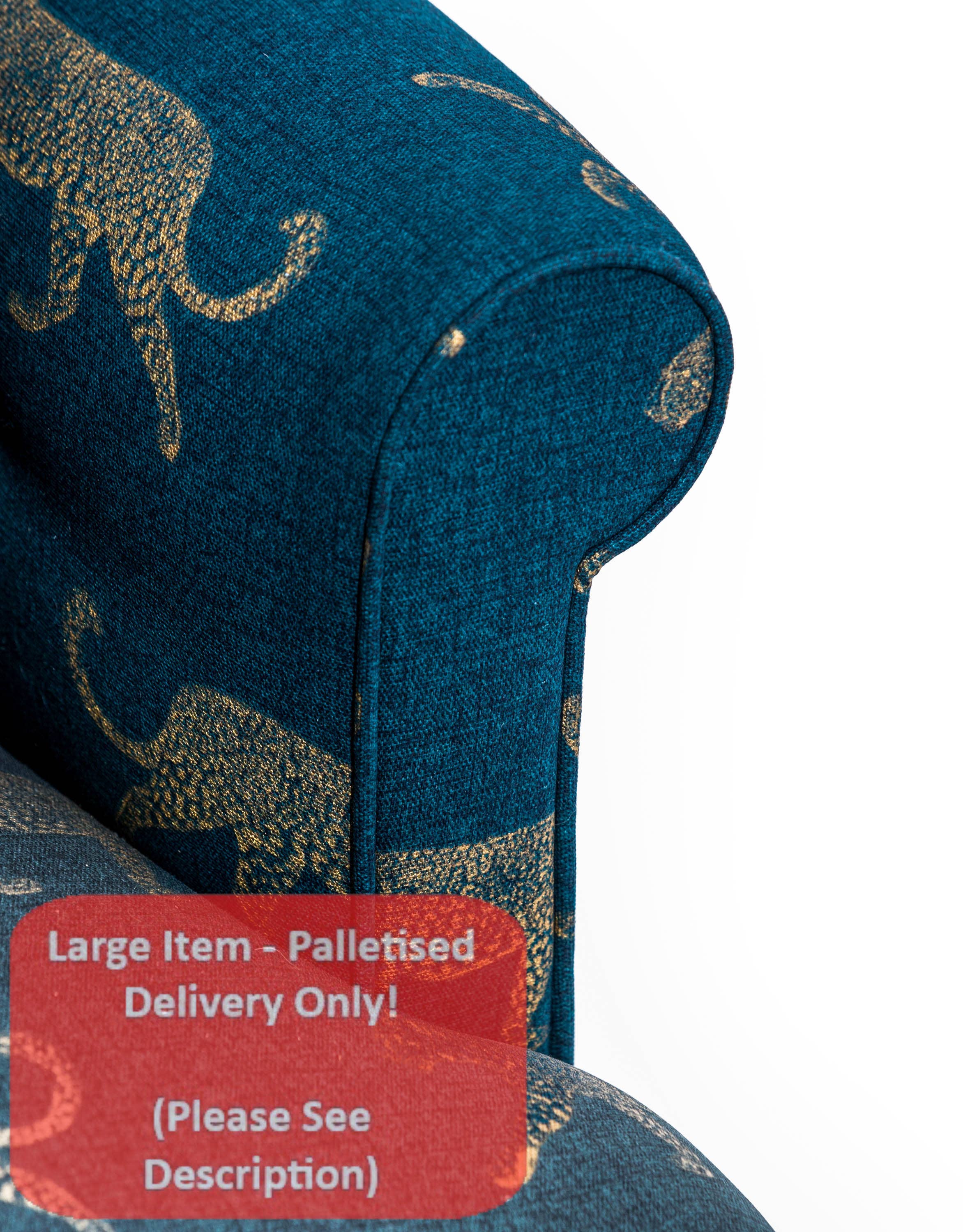 McGowan & Rutherford Ltd – wholesale Chair – Gold Leopard Teal Button Back Occasional Chair Handmade UK1