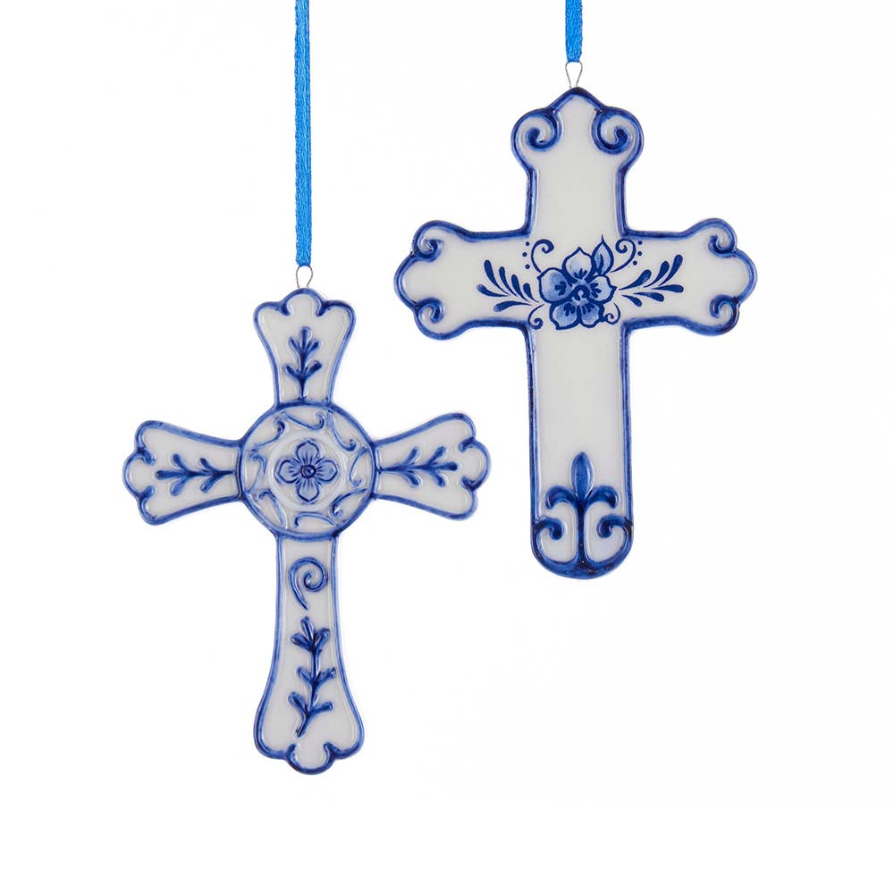 Kurt S. Adler, Inc. - Wholesale Ornament Set - 4"PORCELAIN DELFT BLUE CROSS ORNAMENT 2A1