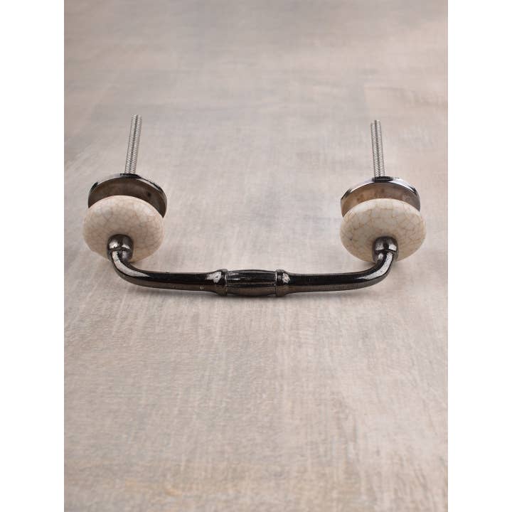 KNOBCO - Wholesale Knob/pull - Brown Cracked design on Cream Base Ceramic Cabinet Wardrobe Drawer Pull3