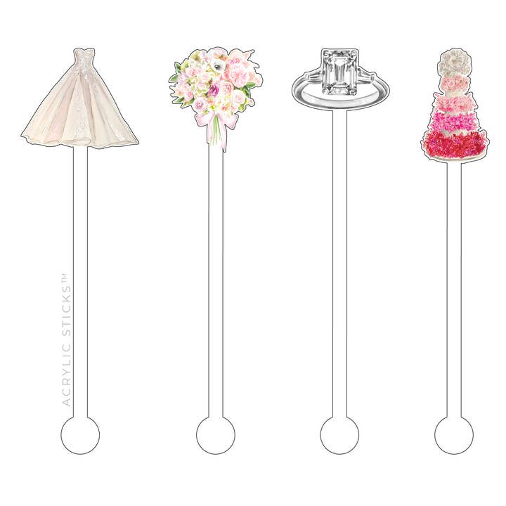 ROSA BRÖLLOP AKRYL RÖR PINNAR COMBO för wholesale av XO ACRYLICS | ACRYLIC STICKS