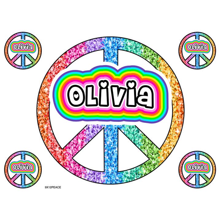 PEACE SHAPE CLING IT - GLITTER 9X12 for wholesale by Namedrops