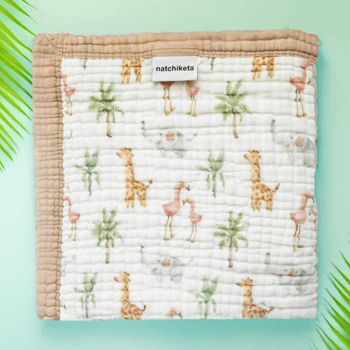 Coperta per neonati e bambini in cotone biologico al 100% "Jungle" per la vendita all'ingrosso da parte di Natchiketa