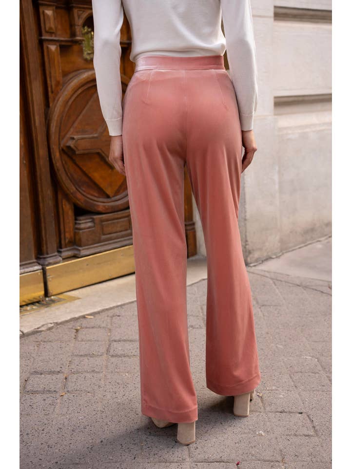 CHOKLATE PARIS - Wholesale Pants – Women's - High-waisted straight-cut velvet trousers - P222816