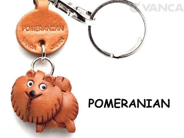 VANCA CRAFT - Wholesale Keychain - Unisex - Pomeranian Leather Dog Pet Handmade Keychain Charm Accessory1
