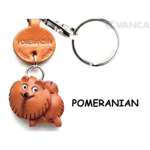VANCA CRAFT - Wholesale Keychain - Unisex - Pomeranian Leather Dog Pet Handmade Keychain Charm Accessory1