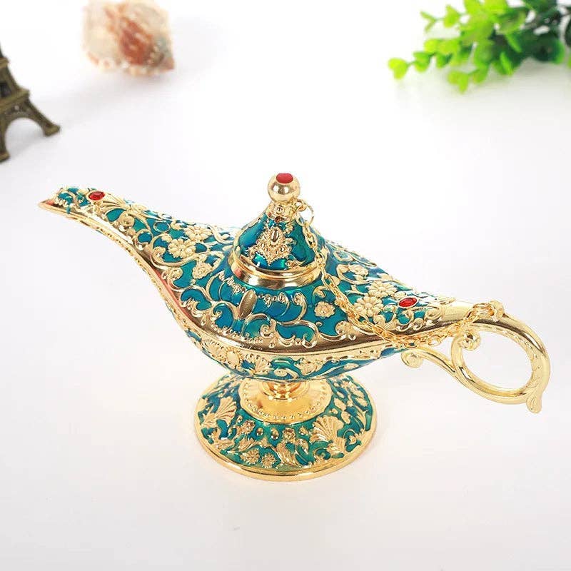 La Bella Monte - Wholesale Incense Holder - Colorful Metal Genie Lamp Bronze Holiday Décor3