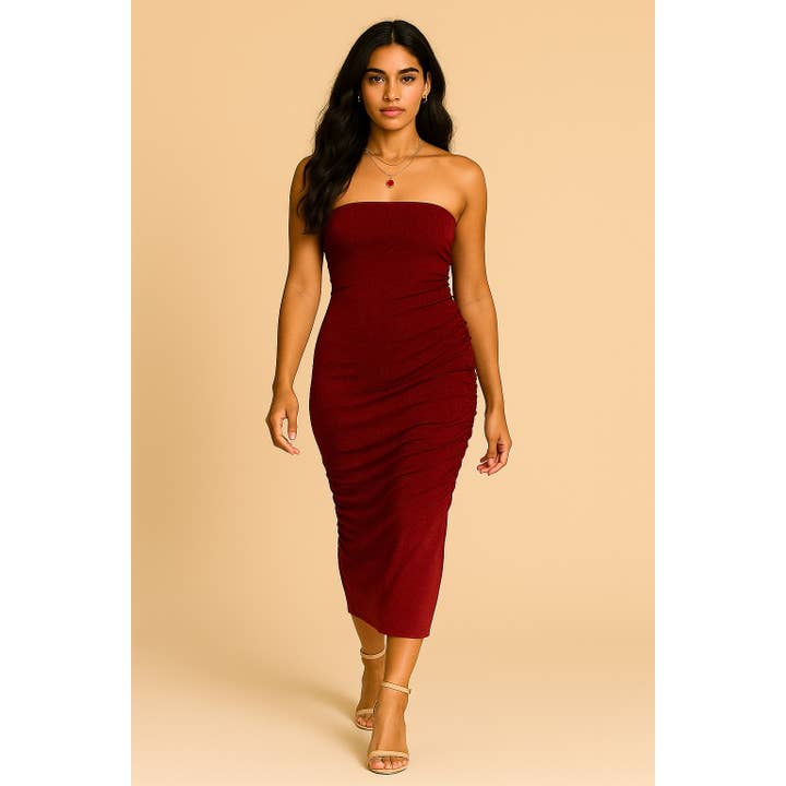 ITY GLITTER OMBRE MIDI DRESS WITH SPAGHETTI STRAP for wholesale by CEFIAN FASHION