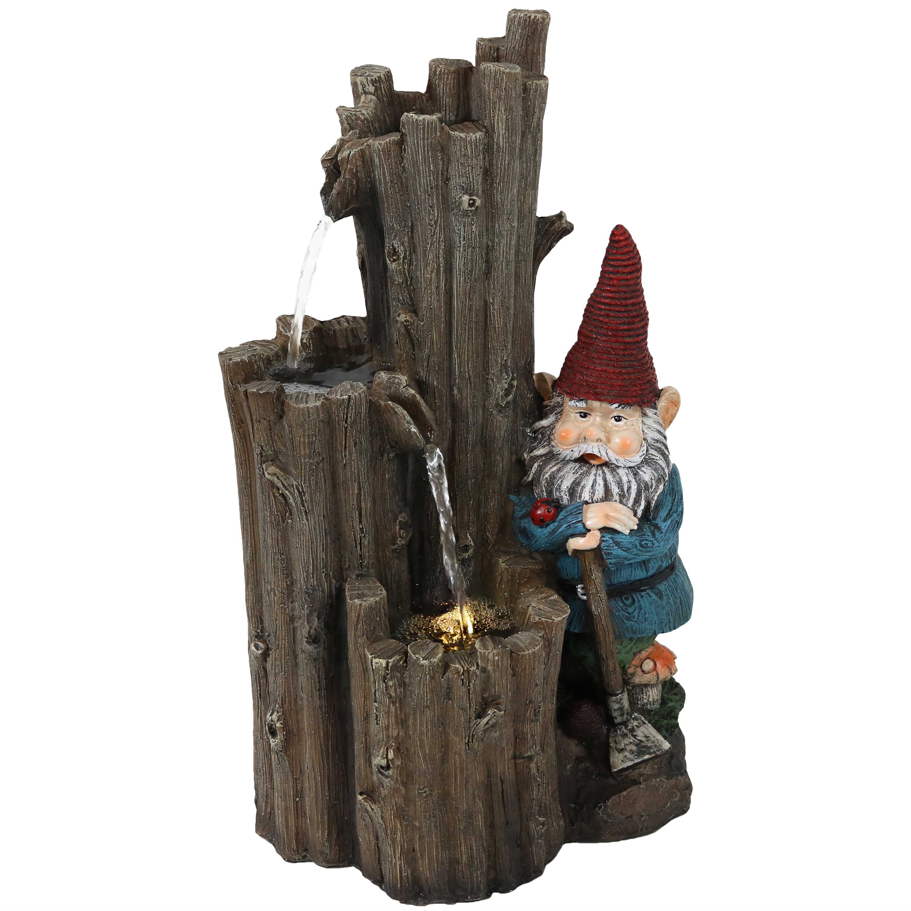 Sunnydaze Decor - Vente Bibelots/décorations d'extérieur - Fontaine à eau extérieure Resting Gnome avec lumières LED, 17 po1