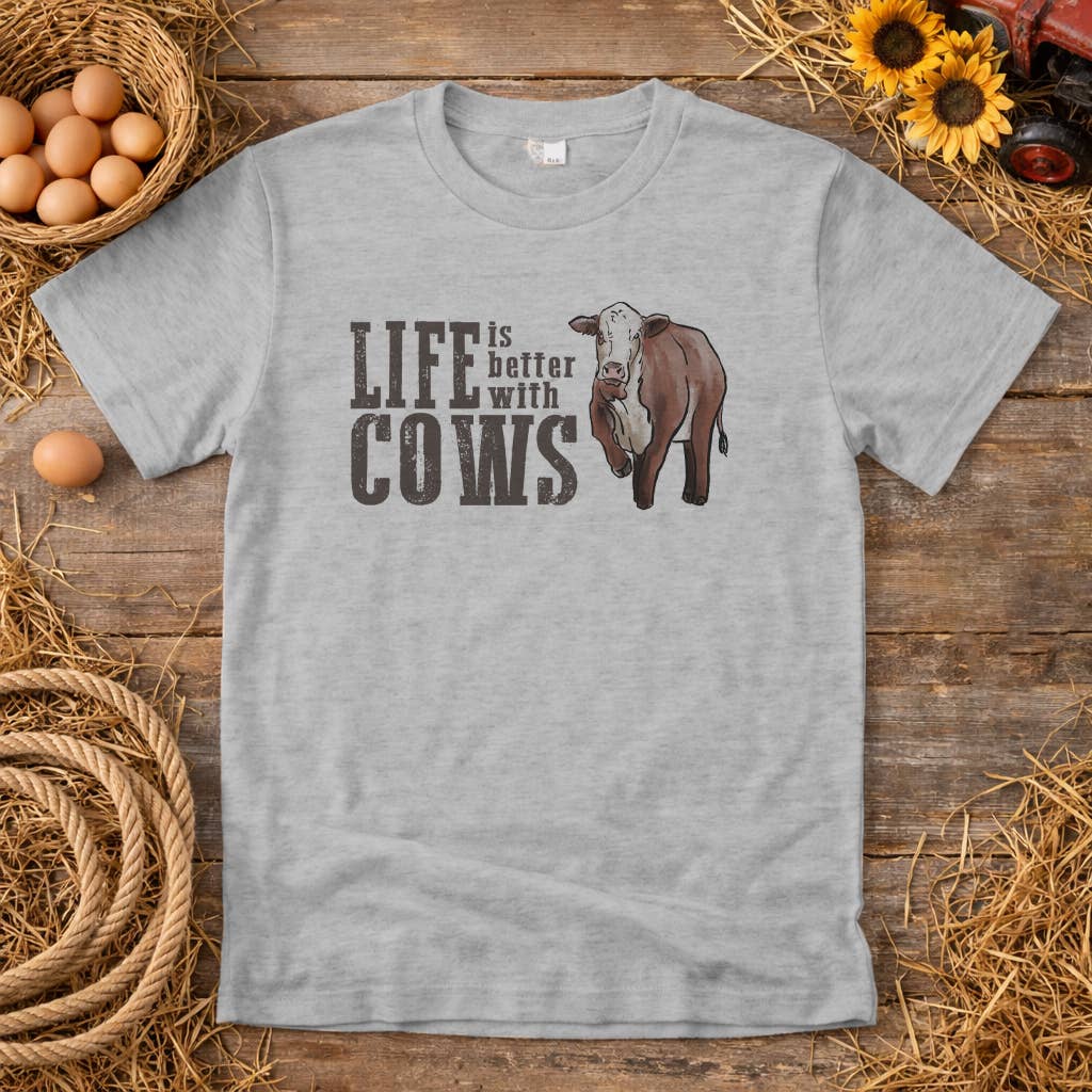 Barefoot Baby - Wholesale Screen Printed T-Shirt - Women's - "Life is better with cows" ADULT Country Farm Western Unisex2