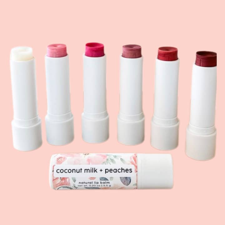 coconut milk + peaches | natural lip balm for wholesale by Collective Harmony Co