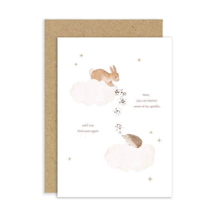 Cartão de Brilho Emprestado | Cartão de Coelho e Ouriço | Sincero por atacado de Little Roglets