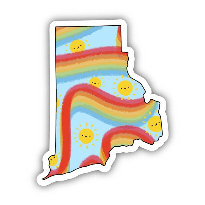 Rhode Island Rainbow Fun Sticker for wholesale by Big Moods